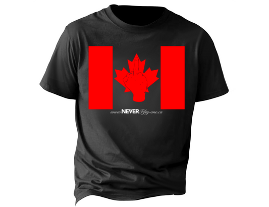 NEVER Fifty-One Flag t-shirt Black Canadian Made (Premium)
