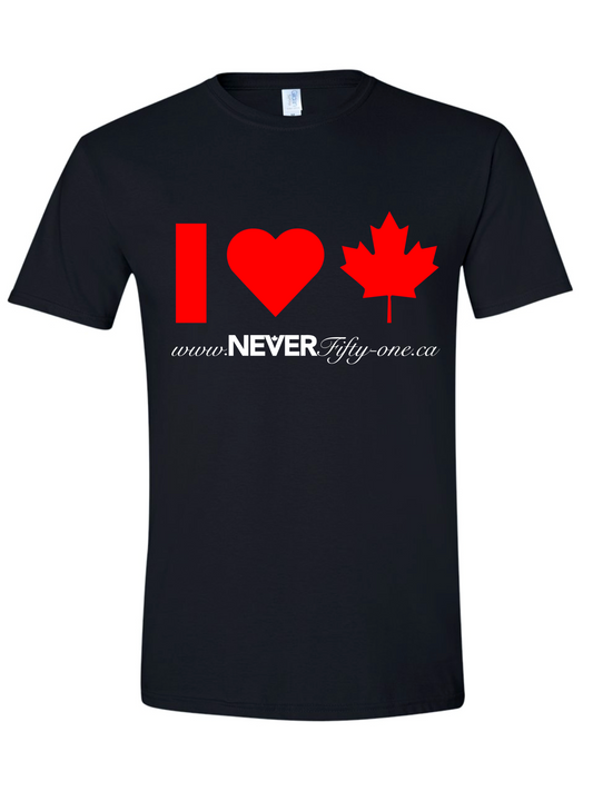 I Heart Maple Leaf Black T-Shirt