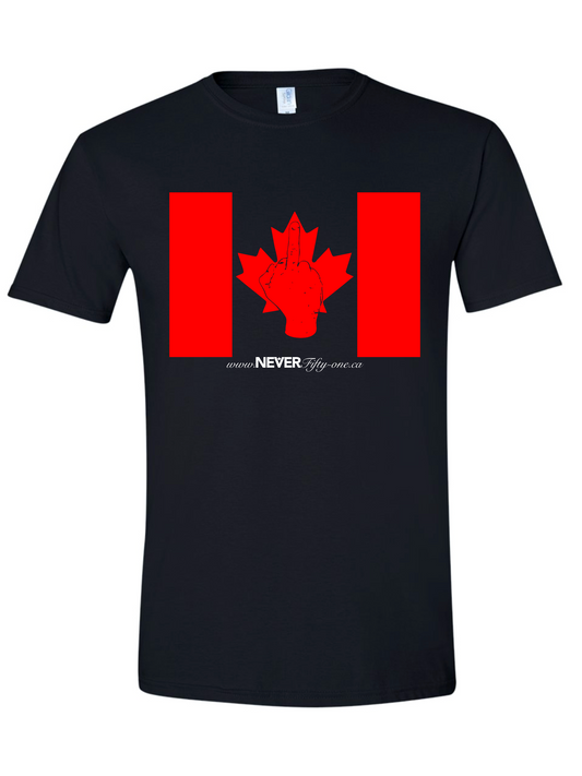 NEVER Flag T-Shirt Black Canadian Made (Premium)